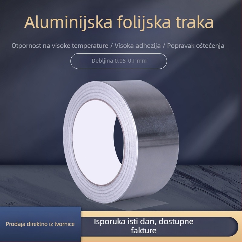 Traka aluminijske folije, samoljepljiva, EMI zaštita i vodljivost, temperatni raspon -50 do 150 °C