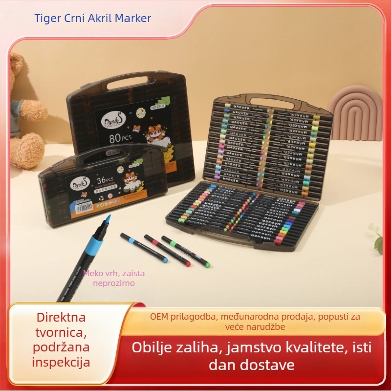 Dingdinghu Set akrilnih marker-a s mekanim vrhom – stackable graffiti markeri za umjetnost i DIY za djecu, osnovno pakiranje, 80 zamjenskih boja