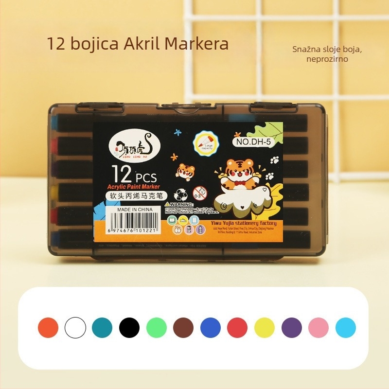 Dingdinghu Set akrilnih marker-a s mekanim vrhom – stackable graffiti markeri za umjetnost i DIY za djecu, osnovno pakiranje, 80 zamjenskih boja