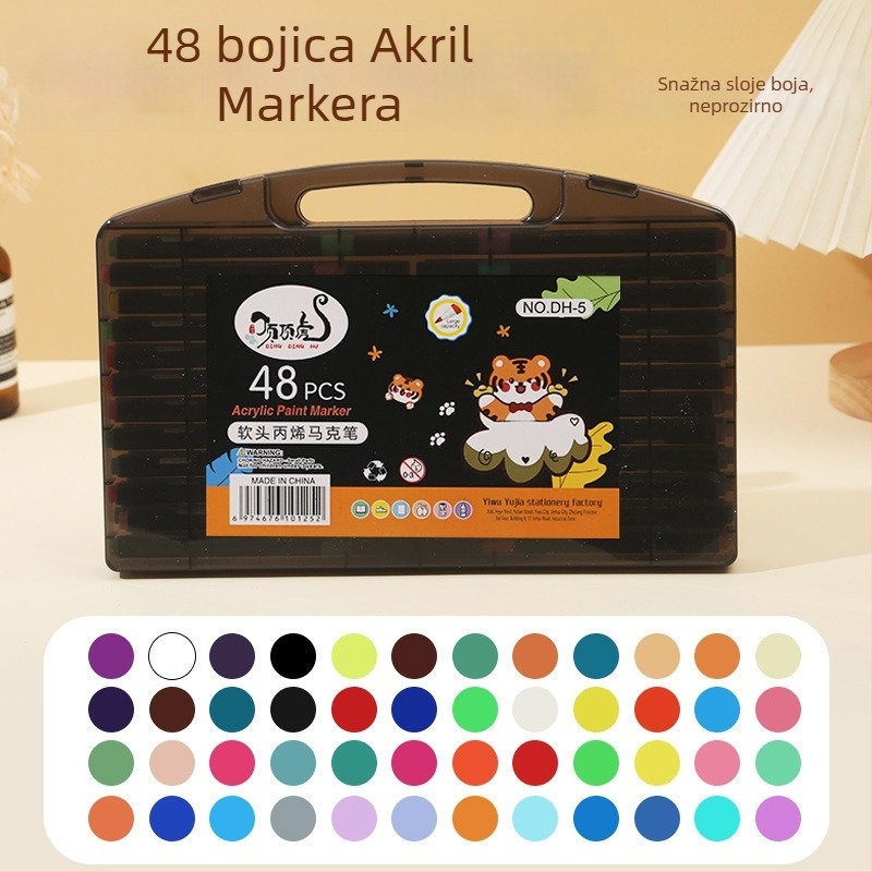 Dingdinghu Set akrilnih marker-a s mekanim vrhom – stackable graffiti markeri za umjetnost i DIY za djecu, osnovno pakiranje, 80 zamjenskih boja