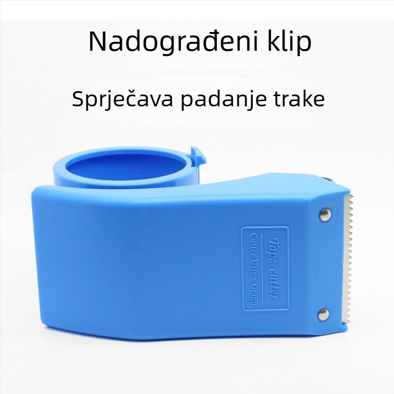 Dispenzer za ambalažnu traku, plastično kućište, kompatibilan s trakama širine 48–60 mm, težina 120 g, otisnut logotip
