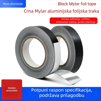 Huibo Crna Mylar aluminijska folijska traka za zaštitu i izolaciju elektronike, zaštita od smetnji, visoka temperaturna otpornost, debljina 0.07 mm, duljina do 50 m, širina po narudžbi, za transformatora i zaslona