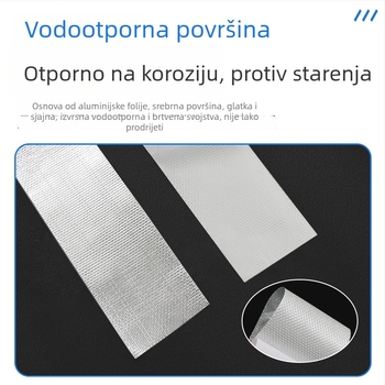Fiberglasna traka s aluminijskom folijom, termički otporna samoljepljiva traka za cijevi kuhinjske napa i klimatizacije; vodootporna, otporna na kidanje, UV zaštitna traka za popravke