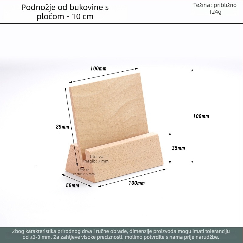 Bukova drvena osnova za menije i stolni kalendar – višenamjenski držač za kartice i kalendar, prilagodljiva veličina, moderni minimalistički dizajn
