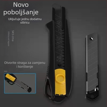 Durac nož za tapete sa dvostrukim oštricama, industrijske kvalitete, crna plastična ručka, širina oštrice 18 mm