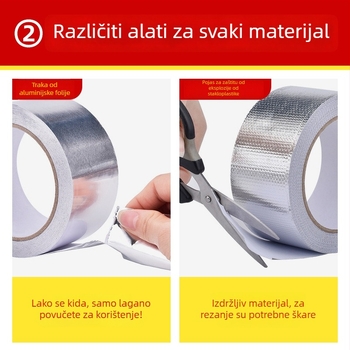 Traka od aluminijske folije za popravak izlazne cijevi bojlera, visoke temperature, vatrootporna industrijska ljepljiva traka s vlaknima stakla