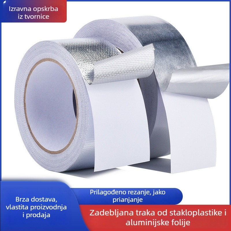 Traka od aluminijske folije za popravak izlazne cijevi bojlera, visoke temperature, vatrootporna industrijska ljepljiva traka s vlaknima stakla