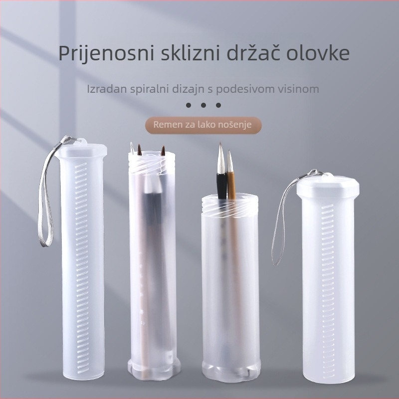 Prozirni plastični teleskopski držač za olovke – prijenosni, dugog oblika, model E3718, od Practice every day
