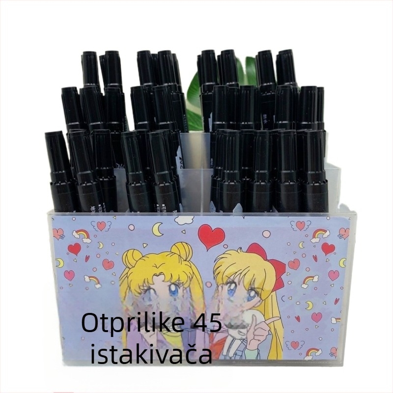 Plastični organizator za olovke s 12 pretinaca, kružnog oblika, kutija za izlaganje (bez logotipa), pogodan za poklon