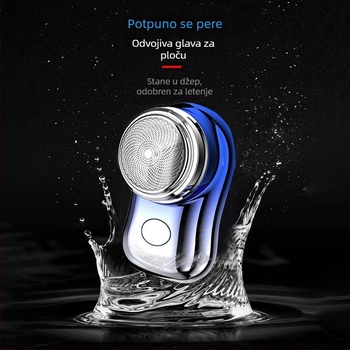 Električni brijač s rotacijskom glavom, ugrađena baterija 500–800 mAh, 60 minuta rada, bez četkasti motor, odvojiva i periva glavica