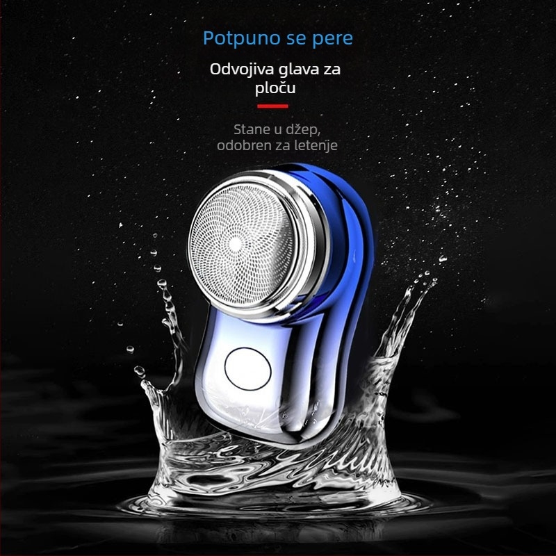 Električni brijač s rotacijskom glavom, ugrađena baterija 500–800 mAh, 60 minuta rada, bez četkasti motor, odvojiva i periva glavica