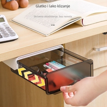 Kutija za pohranu ispod stola – izvlačna kutija, ABS plast, prozirna, 1 pretinac, organizator nakita