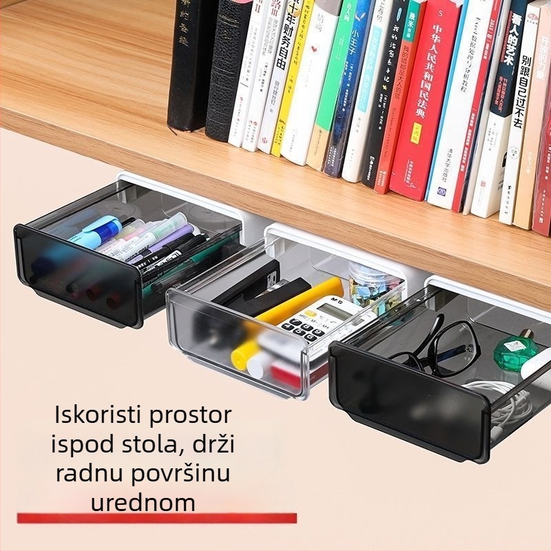 Kutija za pohranu ispod stola – izvlačna kutija, ABS plast, prozirna, 1 pretinac, organizator nakita