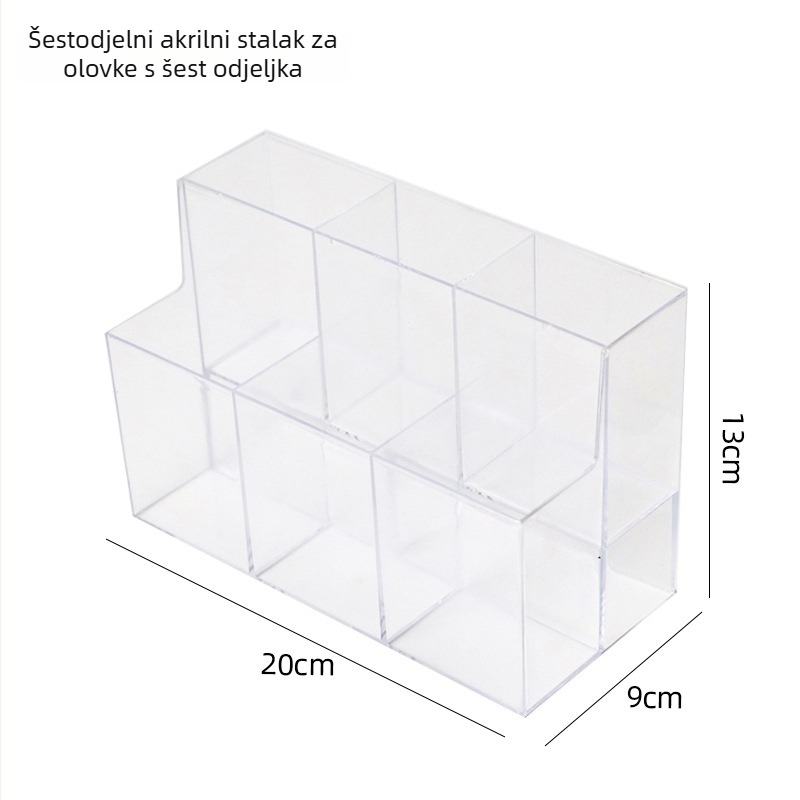 Držač za olovke sa šest odjeljaka, kvadratni stolni organizator, model 9390