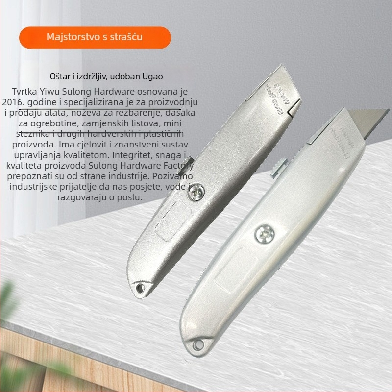 Nož za univerzalnu upotrebu od aluminijske legure, teški alat s trapezastom oštricom, model 020, oštrica 0.6×19×60 mm