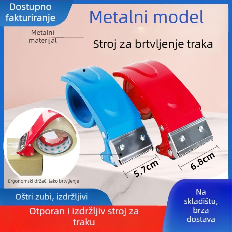 Ručni rezač i dispenser za ljepljivu traku za pakiranje – željezni kućište, 170 g, širina trake 40–65 mm, šifra artikla 01, mogućnost personaliziranog logotipa