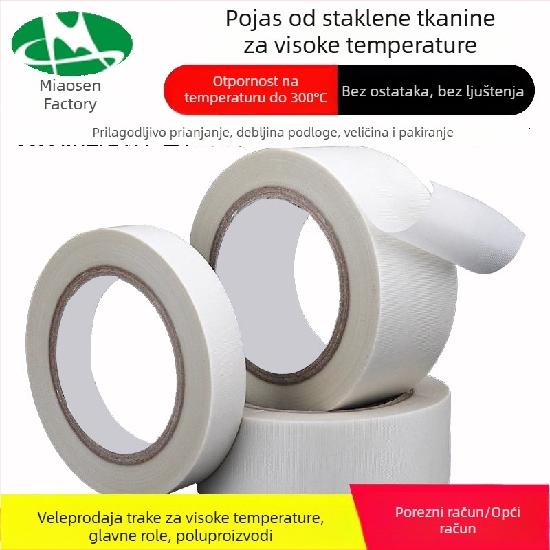 Bijela traka od staklenog platna za visoke temperature, izolacijska i vatrootporna za motore i transformatora