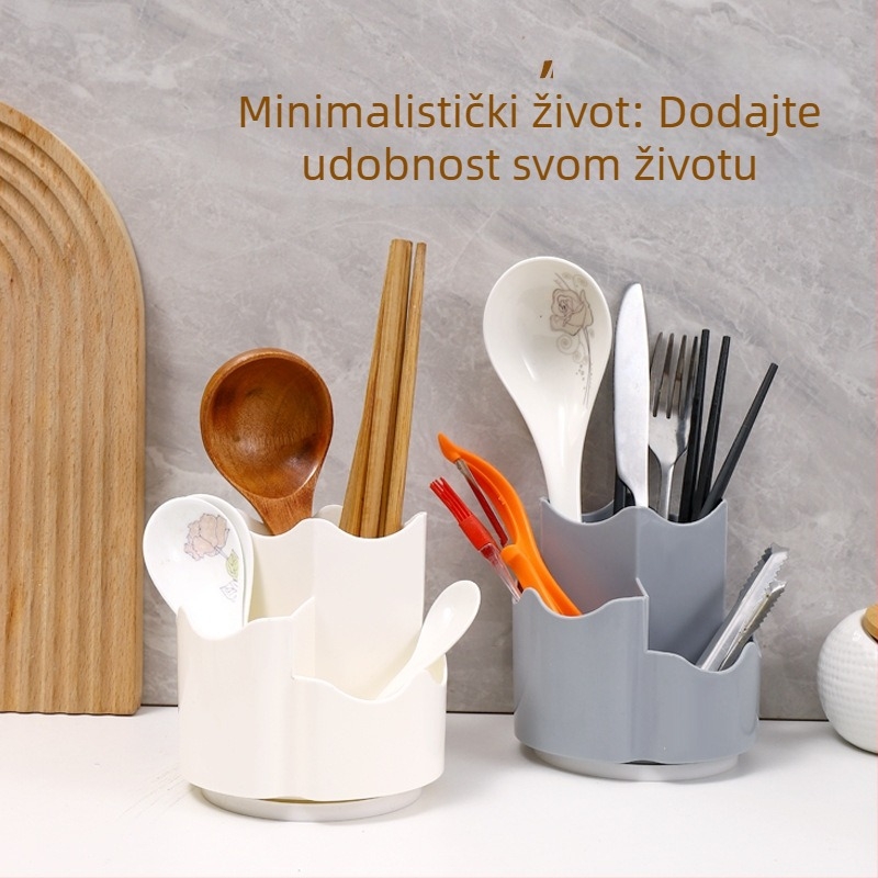 Kutija za pohranu četkica za šminku s 360° rotirajućim držačem olovke – plastična, okruglog oblika, velik kapacitet