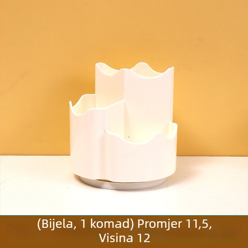 Kutija za pohranu četkica za šminku s 360° rotirajućim držačem olovke – plastična, okruglog oblika, velik kapacitet