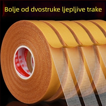 Dvoslojna ljepiljiva traka s platnenom osnovom, prozirna, viskozna visoka, bez tragova, mrežasta struktura, za tepihe i podloge