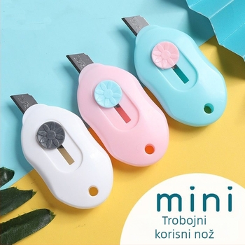 Mini prijenosni teleskopni nož za otvaranje kutija – ovalna oštrica, školski uredski nož