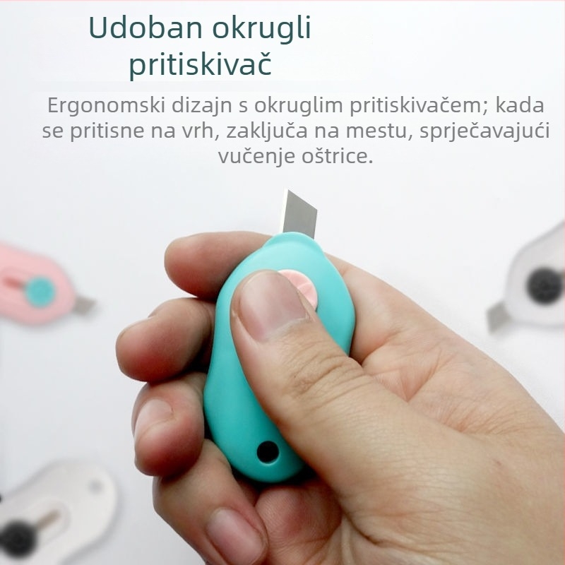 Mini prijenosni teleskopni nož za otvaranje kutija – ovalna oštrica, školski uredski nož