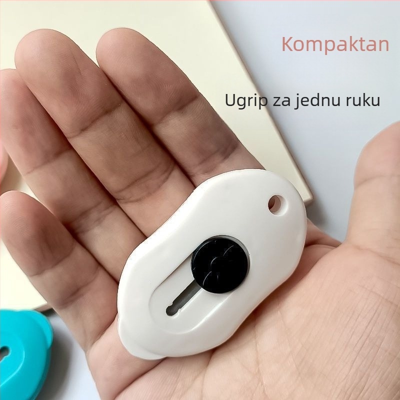 Mini prijenosni teleskopni nož za otvaranje kutija – ovalna oštrica, školski uredski nož