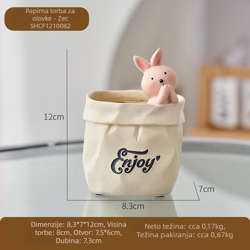 Držač olovaka u obliku medvijeda – dekorativni stolni ukras, od smole i željeza, Značka: To the Cabinet, Model SHCF1210081