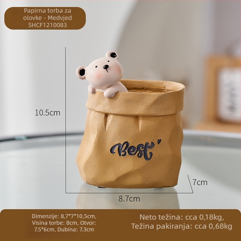 Držač olovaka u obliku medvijeda – dekorativni stolni ukras, od smole i željeza, Značka: To the Cabinet, Model SHCF1210081