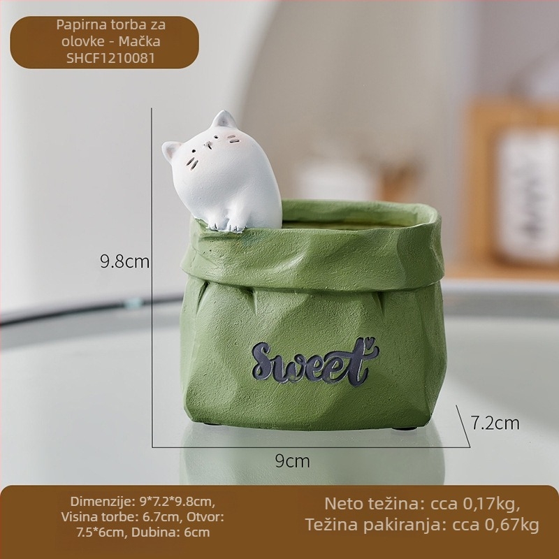 Držač olovaka u obliku medvijeda – dekorativni stolni ukras, od smole i željeza, Značka: To the Cabinet, Model SHCF1210081