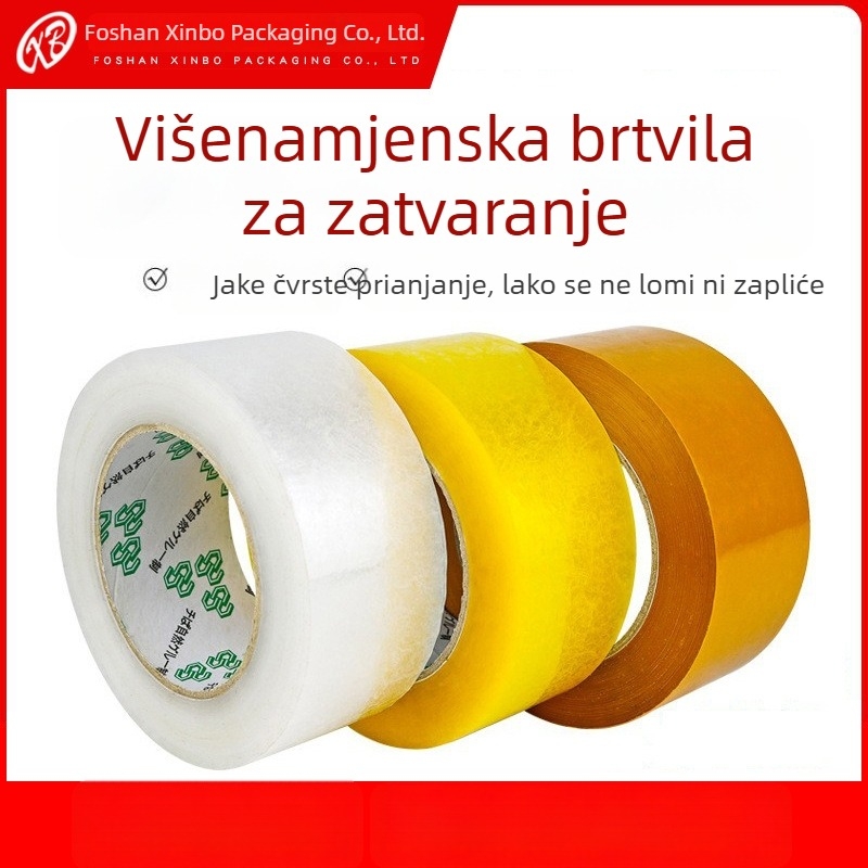Prozirna ambalažna traka za logistiku, snažno prianjanje, BOPP film, ljepilo na bazi vode, debljina 2,2, otpornost na temperaturu 60–80°C (dugotrajna/kratkotrajna)