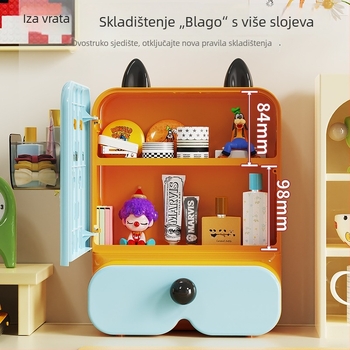 Stolna kutija za pohranu s pretincima; držač olovaka i organizator za šminku i ruževe; materijal: plast HIPS+PET; model 3004; kapacitet 3 L