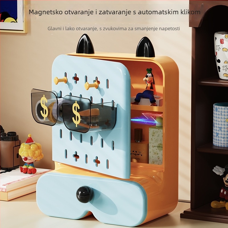 Stolna kutija za pohranu s pretincima; držač olovaka i organizator za šminku i ruževe; materijal: plast HIPS+PET; model 3004; kapacitet 3 L