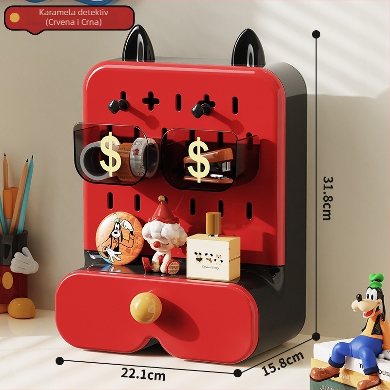 Stolna kutija za pohranu s pretincima; držač olovaka i organizator za šminku i ruževe; materijal: plast HIPS+PET; model 3004; kapacitet 3 L