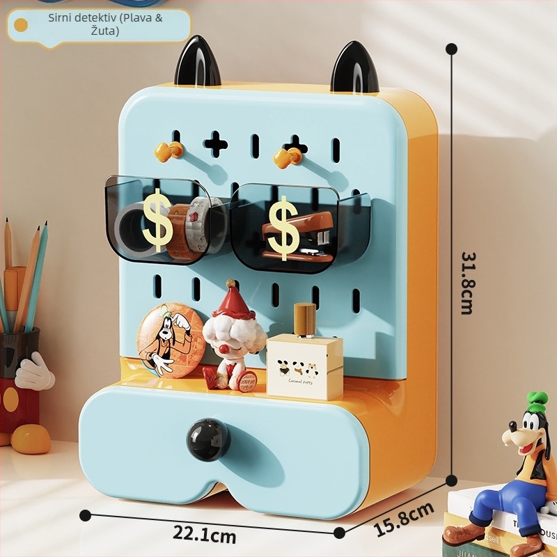 Stolna kutija za pohranu s pretincima; držač olovaka i organizator za šminku i ruževe; materijal: plast HIPS+PET; model 3004; kapacitet 3 L