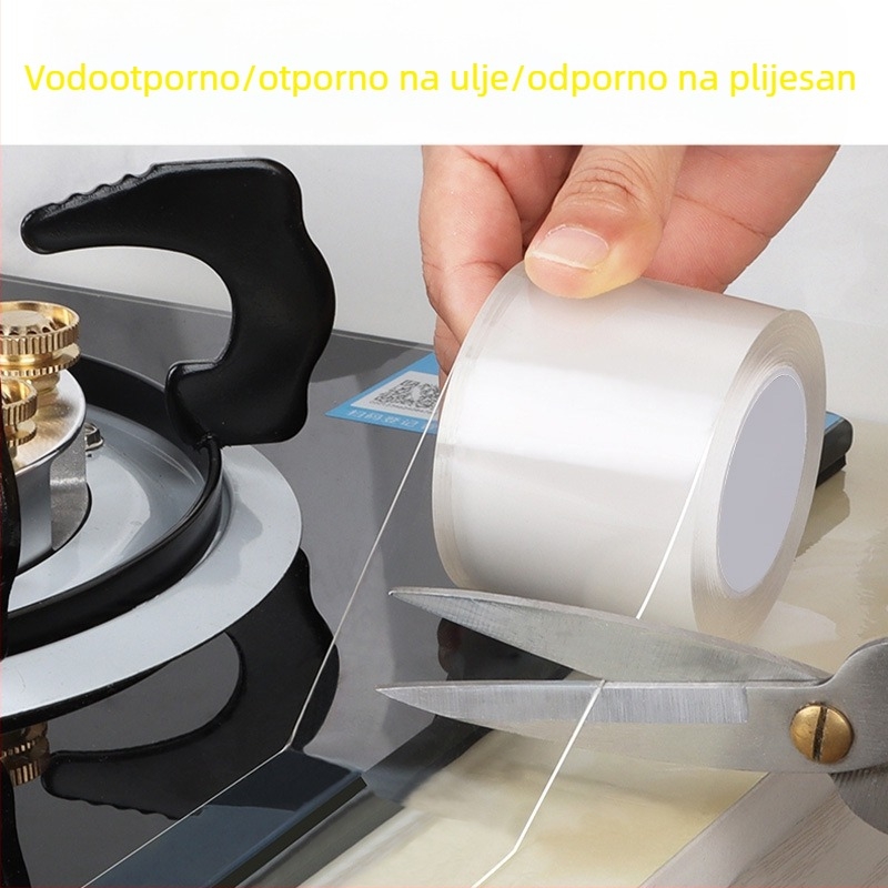 Prozirna traka za kuhinju i kupaonicu protiv plijesni, viskozna viskoznost, jednostrana, akrilno ljepilo, brtvljenje rubova bez tragova