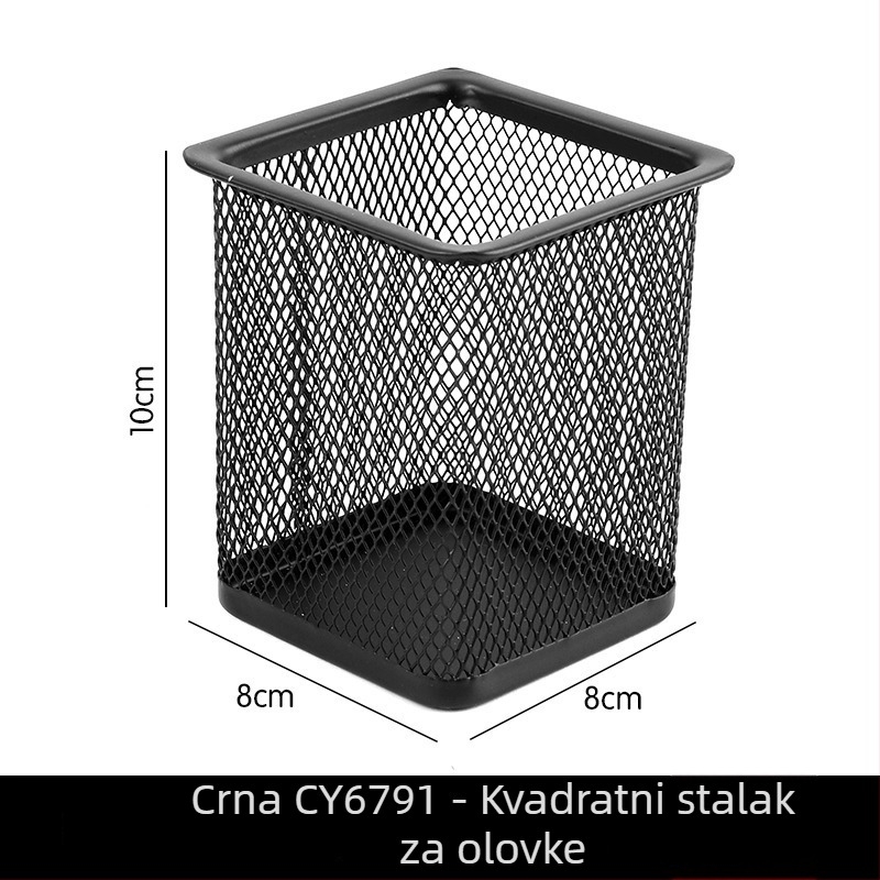 Chanyi/Changyi metalni držač za olovke za stolno – šuplja mrežasta metalna, četvrtastog ili okruglog oblika, model CY6791