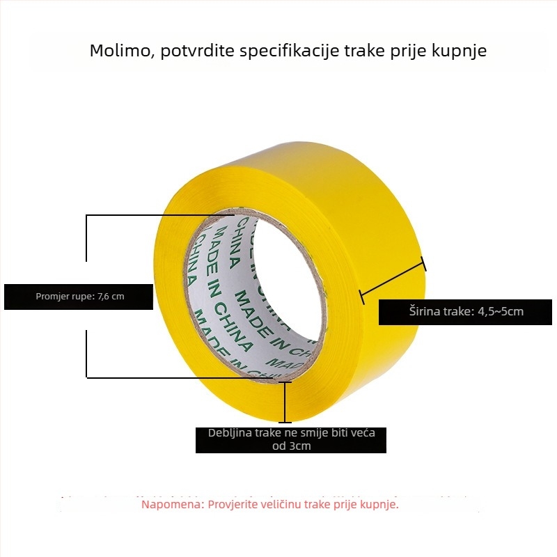 Ručni zatvarač kutija s integriranim rezačem trake, model T15089, metalno kućište, širina trake do 50 mm, promjer osovine trake 76 mm, neto težina 450 g