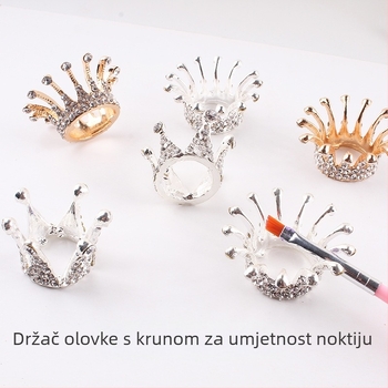 Krona držač za olovku za nokte, legura, ukrašeni kristalima, 13,2 g neto, ploča za izlaganje noktiju, marka Giant Color
