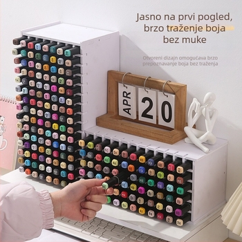 Stolni organizator za markere – drveno-plastična ploča, višenamjenski odvijajući držač za markere, moderan minimalistički dizajn