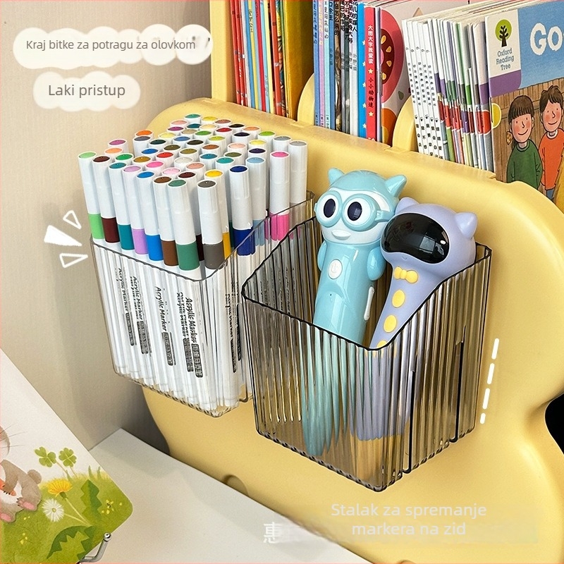 Plastični zidni organizator za olovke, s prugastim uzorkom, kapacitet 1 L, model Wall Box, moderni minimalistički stil