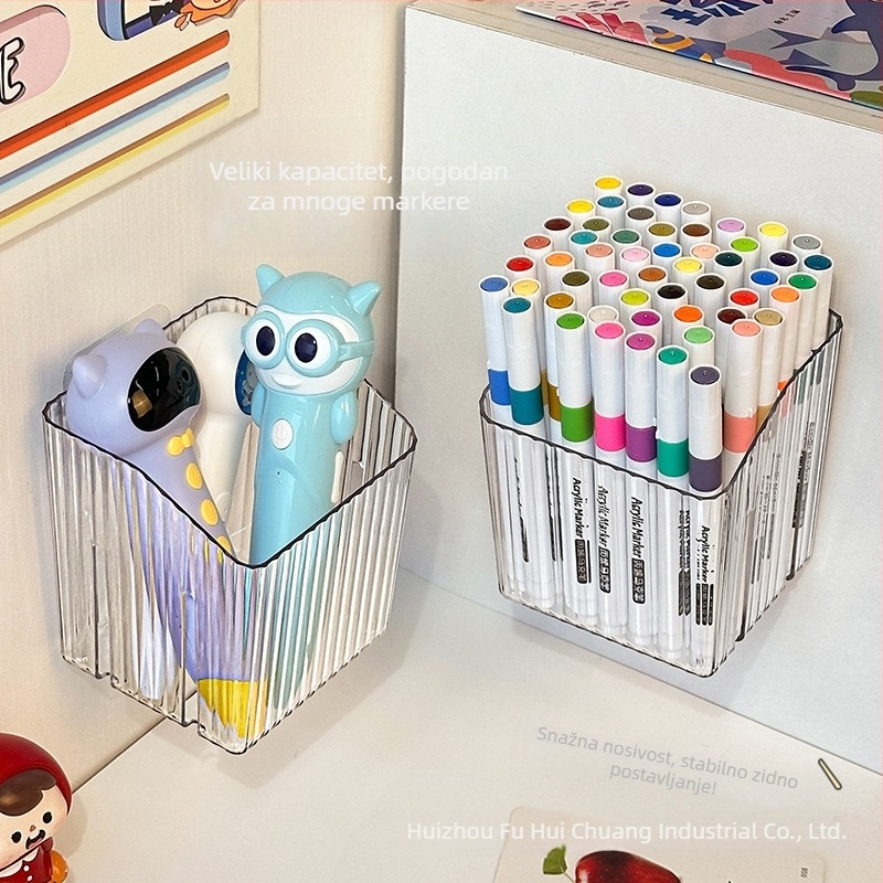 Plastični zidni organizator za olovke, s prugastim uzorkom, kapacitet 1 L, model Wall Box, moderni minimalistički stil