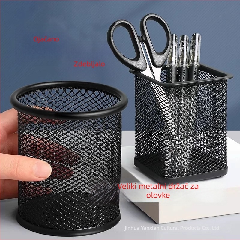 Kružni metalni držač za olovke, stolni organizator, s mogućnošću prilagođenog logotipa i prilagođene obrade