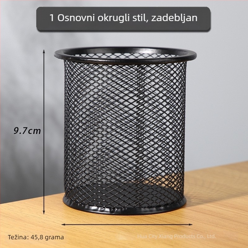 Kružni metalni držač za olovke, stolni organizator, s mogućnošću prilagođenog logotipa i prilagođene obrade