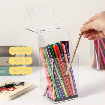 Kockasta PS kutija za olovke, otporna na prašinu, 2L kapaciteta, stolni organizator, stil laganog luksuza