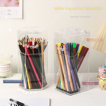 Kockasta PS kutija za olovke, otporna na prašinu, 2L kapaciteta, stolni organizator, stil laganog luksuza