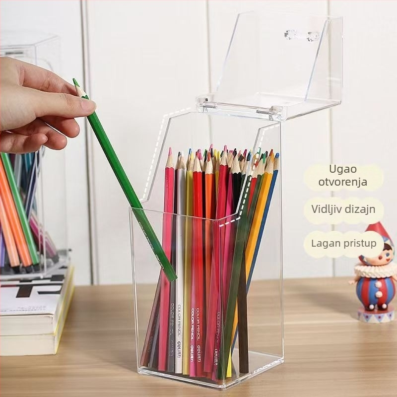 Kockasta PS kutija za olovke, otporna na prašinu, 2L kapaciteta, stolni organizator, stil laganog luksuza