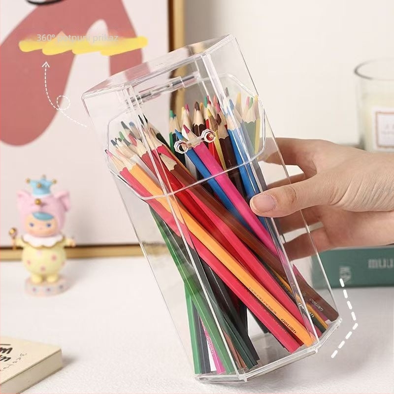 Kockasta PS kutija za olovke, otporna na prašinu, 2L kapaciteta, stolni organizator, stil laganog luksuza