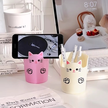 Držač olovaka s crtanim motivom - okrugli plastični stolni organizator