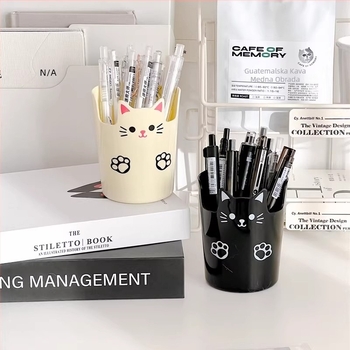 Držač olovaka s crtanim motivom - okrugli plastični stolni organizator